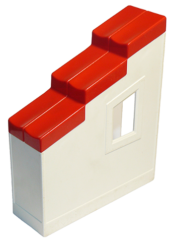 Duplo Wall 2 x 6 x 6 with Window Left and Red Roof Slope 33 2 x 6 with Stepped Shingles