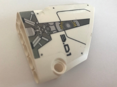 Technic, Panel Fairing #14 Large Short Smooth, Side B with '3.01' and Silver and Black Mechanical Pattern (Sticker) - Set 44014