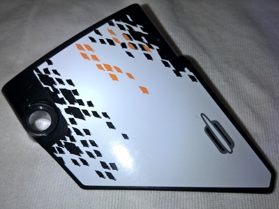 Technic, Panel Fairing #14 Large Short Smooth, Side B with Door Handle and Black and Orange Rhombuses Pattern (Sticker) - Set 9398