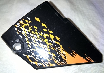 Technic, Panel Fairing #14 Large Short Smooth, Side B with White and Orange Rhombuses Pattern (Sticker) - Set 9398