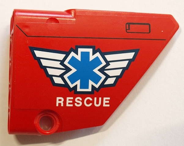 Technic, Panel Fairing #14 Large Short Smooth, Side B with EMT Star of Life and 'RESCUE' Pattern (Sticker) - Set 8068