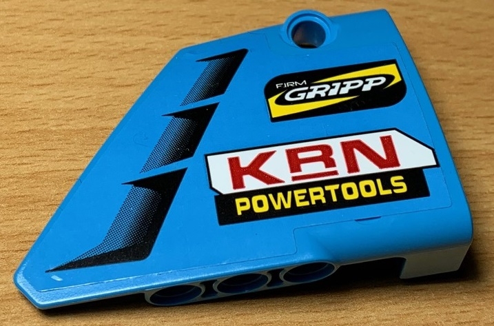 Technic, Panel Fairing #14 Large Short Smooth, Side B with 'KRN POWERTOOLS' Red and Yellow and Vents Pattern (Sticker) - Set 42077