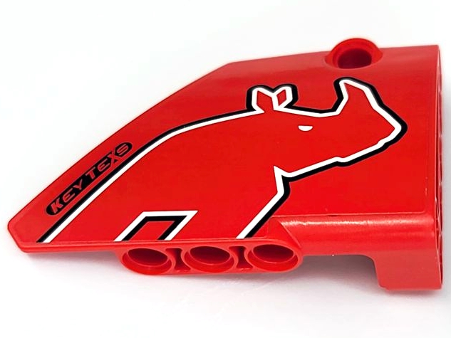 Technic, Panel Fairing #14 Large Short Smooth, Side B with Rhino Head Outline, 'KEY TEXS' on Black Background Pattern (Sticker) - Sets 8041 / 42041