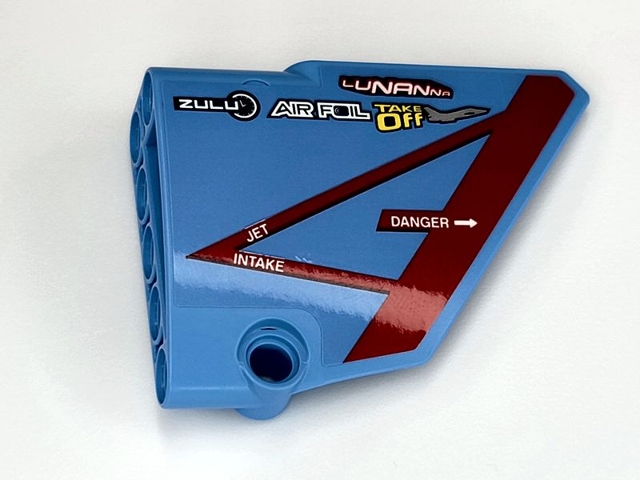 Technic, Panel Fairing #14 Large Short Smooth, Side B with Dark Red Triangle and White 'DANGER' 'JET INTAKE' with Logos Pattern (Sticker) - Set 42066