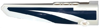 Technic, Panel Fairing # 5 Long Smooth, Side A with White and Dark Blue Decorative Stripes Pattern (Sticker) - Set 42033