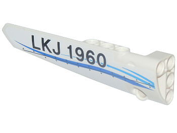 Technic, Panel Fairing # 5 Long Smooth, Side A with Blue Curved Stripes and 'LKJ 1960' Pattern (Sticker) - Set 42025