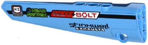 Technic, Panel Fairing # 5 Long Smooth, Side A with 'HI OCTAN', 'HEAD PROTEX',  'NUT BOLT' and 'STINKWELL EXHAUSTS' Pattern (Sticker) - Set 42037