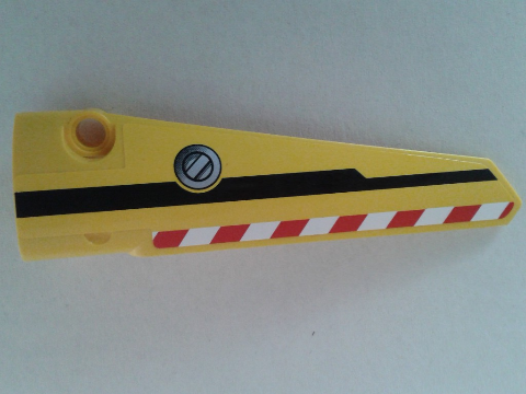 Technic, Panel Fairing # 5 Long Smooth, Side A with Danger Stripes, Black Line and Filler Cap Pattern (Sticker) - Set 8053