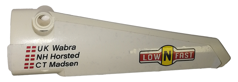 Technic, Panel Fairing # 5 Long Smooth, Side A with 'UK Wabra', 'NH Horsted', 'CT Madsen' and 'lowNfast' Pattern (Sticker) - Set 42039