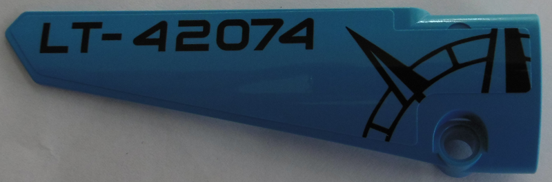 Technic, Panel Fairing # 5 Long Smooth, Side A with Black 'LT-42074' and Compass Point on Dark Azure Background Pattern (Sticker) - Set 42074