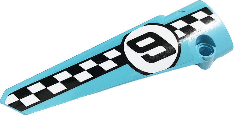 Technic, Panel Fairing # 5 Long Smooth, Side A with '9' and Checkered Black and White Pattern (Sticker) - Set 42059