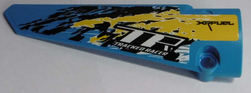 Technic, Panel Fairing # 5 Long Smooth, Side A with 'XRFUEL', 'TR TRACKED RACER' and Black, Yellow and White Splotches Pattern (Sticker) - Set 42095