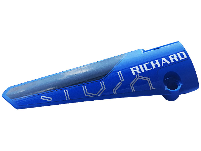 Technic, Panel Fairing # 5 Long Smooth, Side A with White 'RICHARD' and Black and Silver Race Pattern (Sticker) - Set 42123