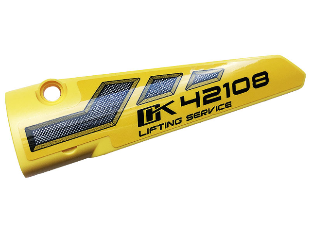 Technic, Panel Fairing # 5 Long Smooth, Side A with Black '42108', 'LIFTING SERVICE' and Air Vents Pattern (Sticker) - Set 42108