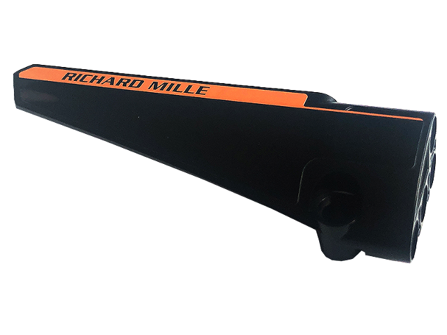 Technic, Panel Fairing # 5 Long Smooth, Side A with Black 'RICHARD MILLE' on Orange Stripe Pattern (Sticker) - Set 42141