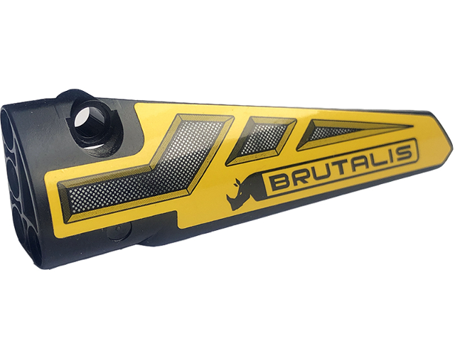 Technic, Panel Fairing # 5 Long Smooth, Side A with Grilles, 'BRUTALIS' and Rhino on Yellow Background Pattern (Sticker) - Set 42094
