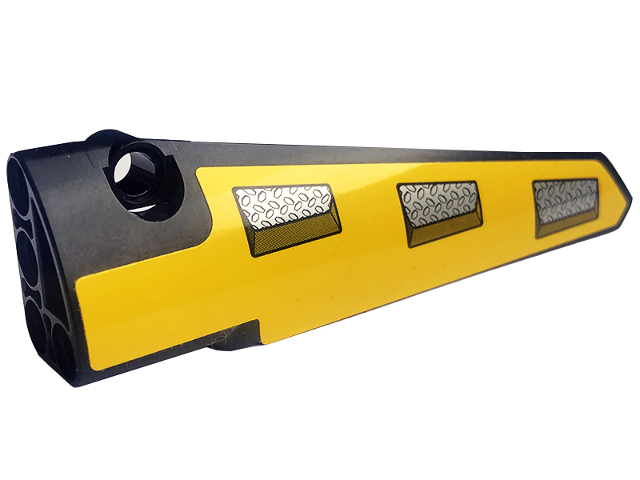 Technic, Panel Fairing # 5 Long Smooth, Side A with Silver Tread Plates on Yellow Background Pattern (Sticker) - Set 42094