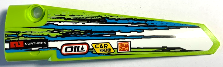 Technic, Panel Fairing # 5 Long Smooth, Side A with 'NORTHERN', 'OIL', 'CAR BURETOR', 'WRENCH' and Blue and White Stripes Pattern (Sticker) - Set 42103