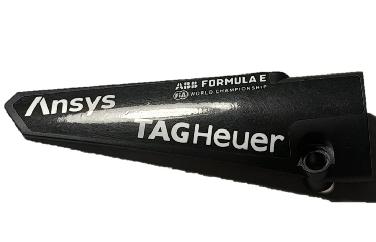 Technic, Panel Fairing # 5 Long Smooth, Side A with White 'TAG Heuer', 'FIA WORLD CHAMPIONSHIP', Ansys, ABB and FORMULA E Logos Pattern (Sticker) - Set 42137