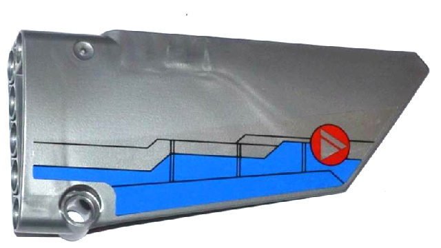 Technic, Panel Fairing #18 Large Smooth, Side B with Blue Airplane Flaps and Triangle in Red Circle Pattern (Sticker) - Set 76021