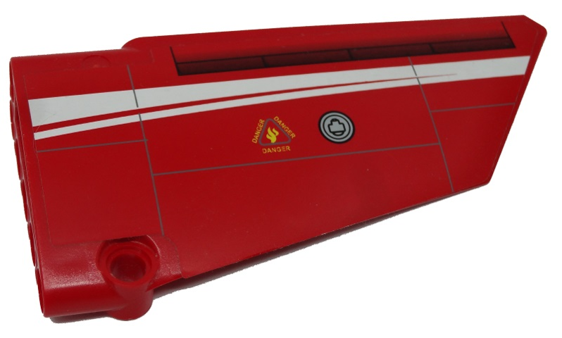 Technic, Panel Fairing #18 Large Smooth, Side B with Black Airplane Flaps and 'DANGER' Pattern (Sticker) - Set 9394