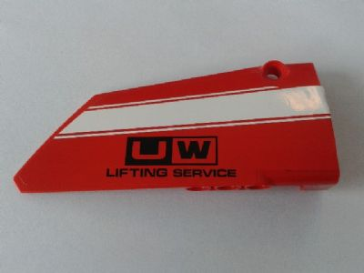 Technic, Panel Fairing #18 Large Smooth, Side B with White Stripe and 'UW LIFTING SERVICE' Pattern (Sticker) - Set 8258