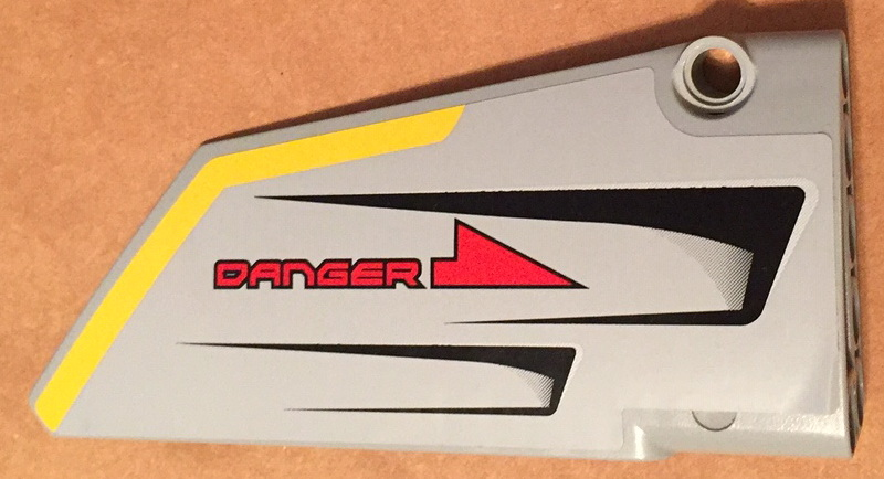 Technic, Panel Fairing #18 Large Smooth, Side B with Red 'DANGER', Black Vents and Yellow Stripe on Edge Pattern (Sticker) - Set 7160