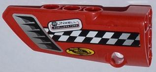 Technic, Panel Fairing # 3 Small Smooth Long, Side A with Air Intake, Checkered Stripe and Sponsor Logos Pattern (Sticker) - Set 42011