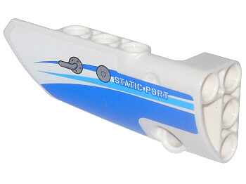 Technic, Panel Fairing # 3 Small Smooth Long, Side A with Blue Curved Stripes and 'STATIC PORT' Pattern (Sticker) - Set 42025