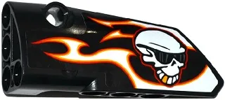 Technic, Panel Fairing # 3 Small Smooth Long, Side A with Red, Orange and White Flames and Skull with Sunglasses Pattern (Sticker) - Set 42046