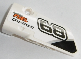 Technic, Panel Fairing # 3 Small Smooth Long, Side A with Black '68' and 'action FUEL DESIGN' Pattern (Sticker) - Set 42045