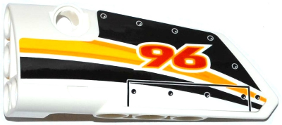 Technic, Panel Fairing # 3 Small Smooth Long, Side A with Red '96' and Yellow, Orange and White Stripes Pattern (Sticker) - Set 42044
