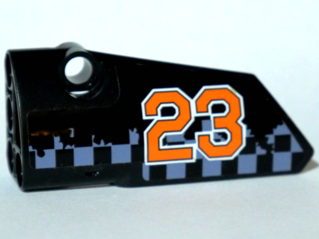 Technic, Panel Fairing # 3 Small Smooth Long, Side A with Orange '23' on Gray Checkered Background Pattern (Sticker) - Set 42002