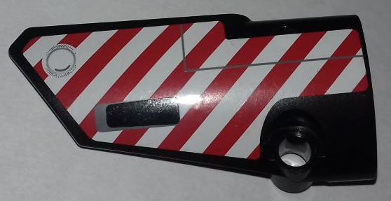 Technic, Panel Fairing # 3 Small Smooth Long, Side A with Red and White Danger Stripes Pattern (Sticker) - Set 9395
