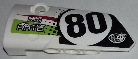 Technic, Panel Fairing # 3 Small Smooth Long, Side A with Number 80, Sponsorship Logos and Black, Lime and Red Styling Pattern (Sticker) - Set 42065