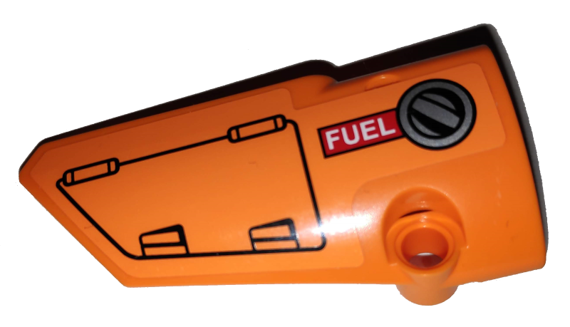 Technic, Panel Fairing # 3 Small Smooth Long, Side A with Hatch and Fuel Filler Cap on Orange Background Pattern (Sticker) - Set 42038