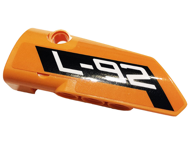 Technic, Panel Fairing # 3 Small Smooth Long, Side A with White 'L-92' on Black Background Pattern (Sticker) - Set 42120