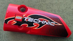Technic, Panel Fairing # 3 Small Smooth Long, Side A with Black Flames and LEGO Technic Logo Pattern (Sticker) - Set 8051