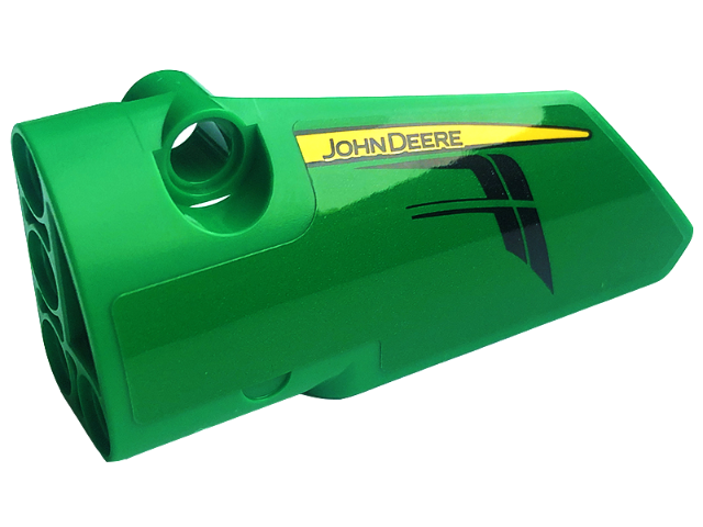 Technic, Panel Fairing # 3 Small Smooth Long, Side A with Black 'JOHN DEERE' on Yellow Stripe and Black Air Vents Pattern (Sticker) - Set 42136