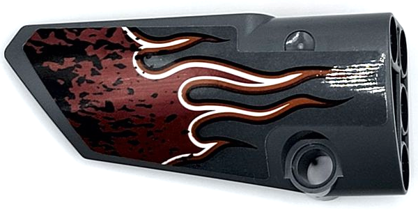 Technic, Panel Fairing # 3 Small Smooth Long, Side A with Dark Red Flames with Orange and White Outline Pattern (Sticker) - Set 42090