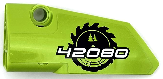 Technic, Panel Fairing # 3 Small Smooth Long, Side A with Black Circular Saw Blade and White '42080' Pattern (Sticker) – Set 42080