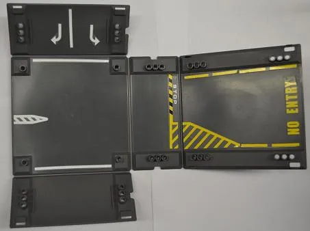 Container, Racers Fold-Out Race Track Case 34 x 44 with 'NO ENTRY', 'STOP' and Toll Road Markings Pattern (Stickers) - Set 8197