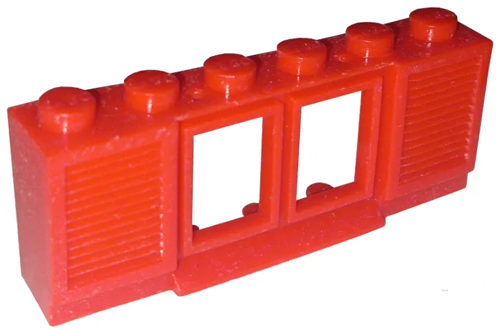 Window 1 x 6 x 2 with Shutters with Extended Lip and Solid Studs, no Glass