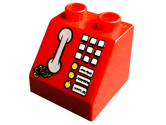 Duplo, Brick 2 x 2 x 1 1/2 Slope 45 with Telephone Handset, 9 Buttons, and 3 Speed Dial Buttons Pattern