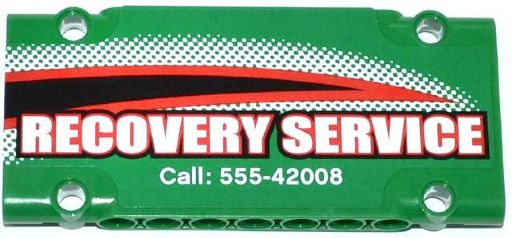 Technic, Panel Plate 5 x 11 x 1 with 'RECOVERY SERVICE' and 'Call: 555-42008' Pattern Model Left Side (Sticker) - Set 42008