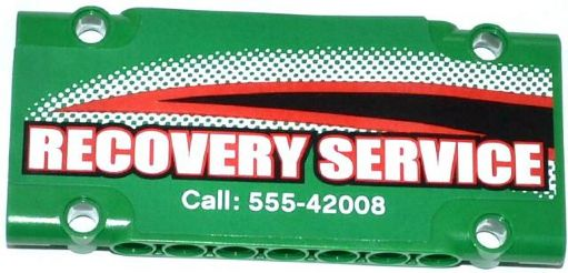 Technic, Panel Plate 5 x 11 x 1 with 'RECOVERY SERVICE' and 'Call: 555-42008' Pattern Model Right Side (Sticker) - Set 42008
