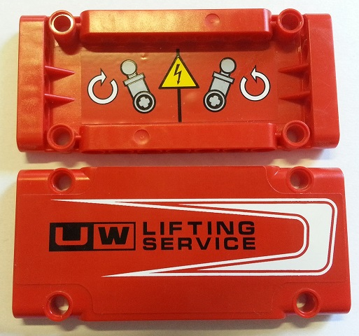 Technic, Panel Plate 5 x 11 x 1 with 'UW LIFTING SERVICE' on Outside and Operating Instructions on Inside Pattern Model Right (Stickers) - Set 8258