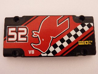 Technic, Panel Plate 5 x 11 x 1 with Rhino Head, '52', 'SMOOTH OIL' and 'V8' Pattern Model Left Side (Sticker) - Sets 8041 / 42041