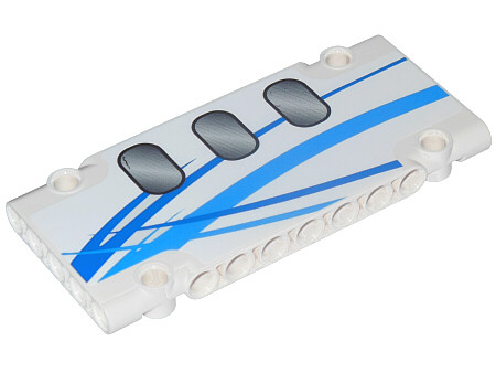 Technic, Panel Plate 5 x 11 x 1 with Blue Curved Stripes and Airplane Windows Pattern Model Left (Sticker) - Set 42025