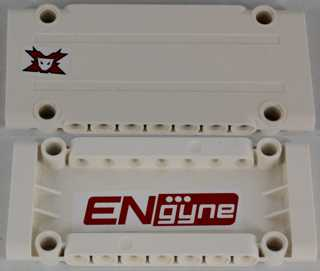 Technic, Panel Plate 5 x 11 x 1 with Worl Racers Team Extreme Logo on Outside and Red 'ENgyne' on Inside Pattern Model Left Side (Stickers) - Set 8864